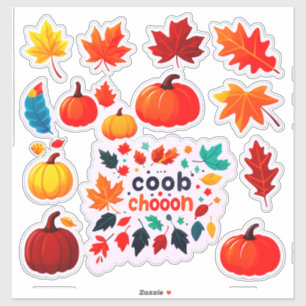 Halloween Stil Blätter und Kürbis Design Aufkleber