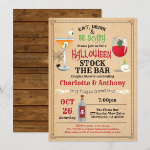 Halloween Stock die Bar Paare duschen rustikal Einladung