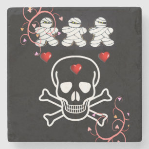 Halloween-Stone-Untersetzer, Skull Steinuntersetzer