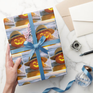 Halloween-Strand-Kürbislaterne Geschenkpapier