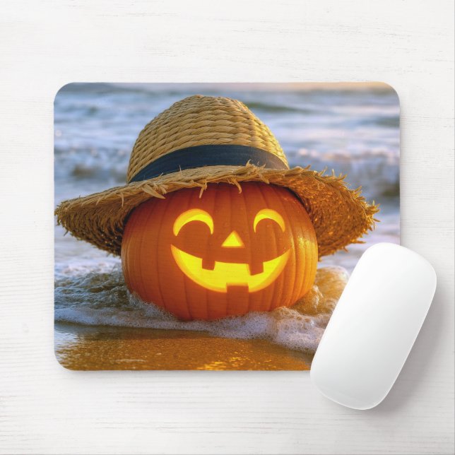 Halloween-Strand-Kürbislaterne Mousepad (Mit Mouse)