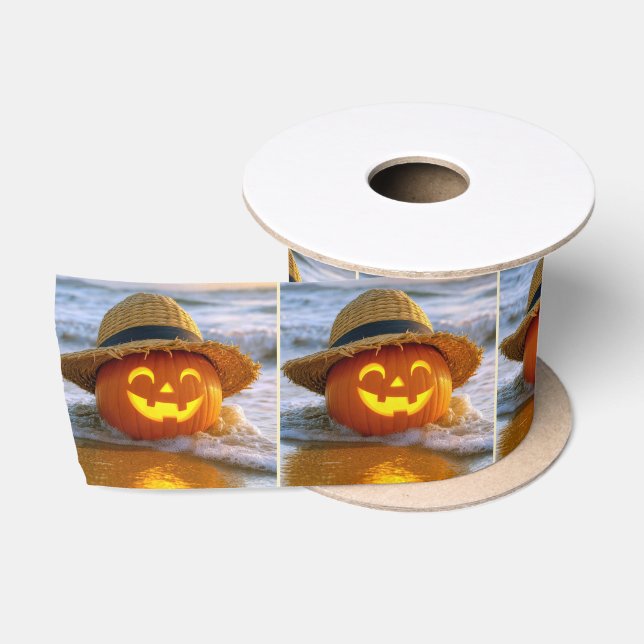 Halloween-Strand-Kürbislaterne Satinband (Spule)