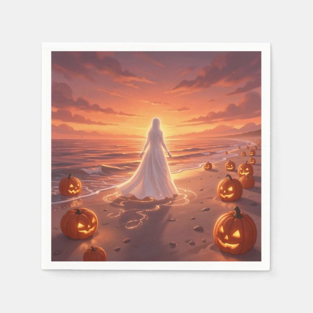 Halloween.Strand Thema Serviette (Vorderseite)