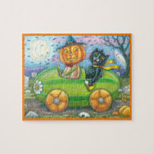 HALLOWEEN STRASSENVERKEHR, JACK UND SCHWARZE KATTE