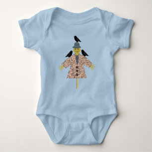 Halloween Straw Scarecrow and Ravens Baby Strampler