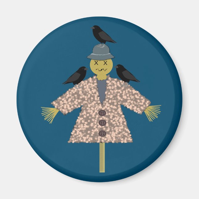Halloween Straw Scarecrow and Ravens Magnet (Vorne)