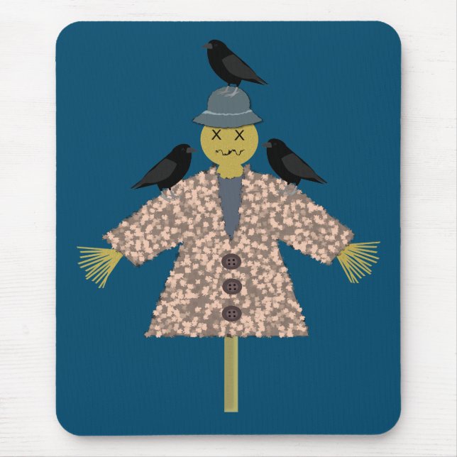 Halloween Straw Scarecrow and Ravens Mousepad (Vorne)