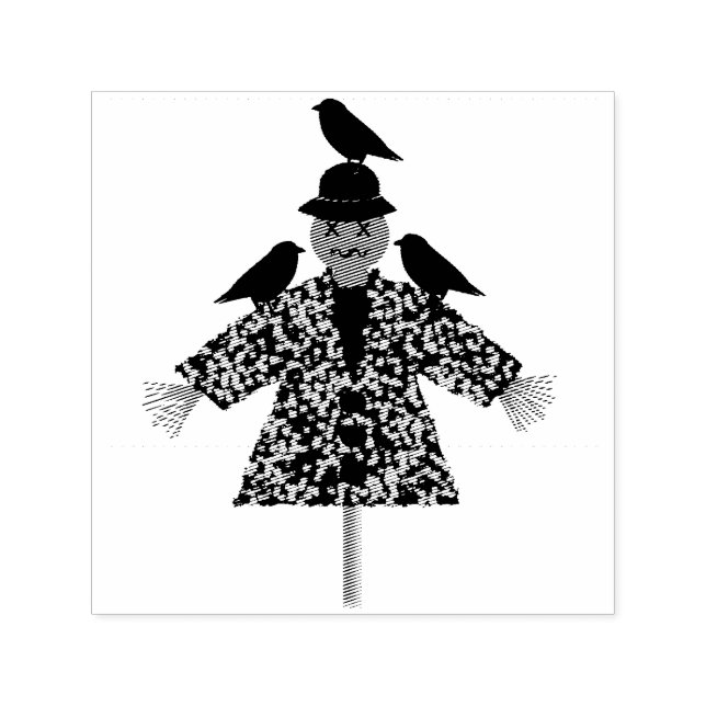 Halloween Straw Scarecrow and Ravens Permastempel (Design)