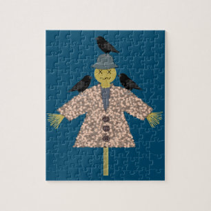 Halloween Straw Scarecrow and Ravens Puzzle