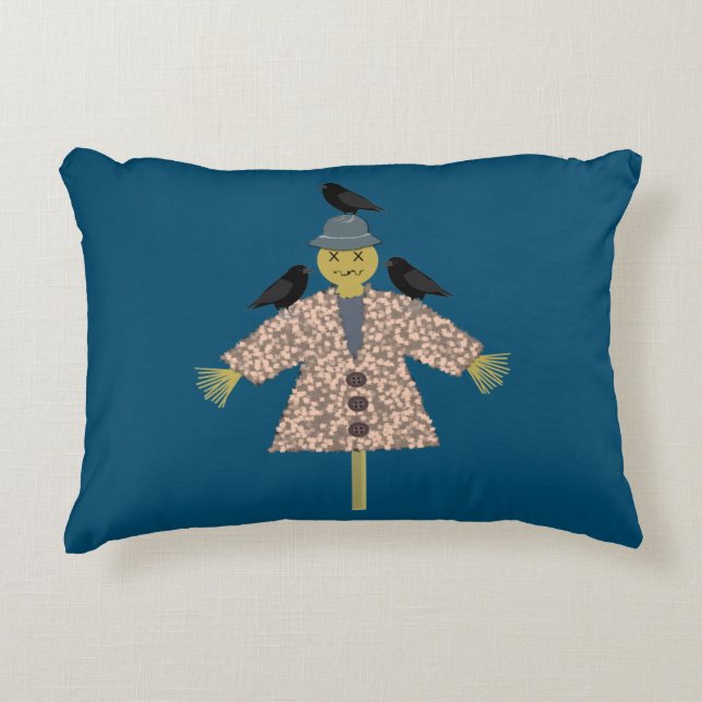 Halloween Straw Scarecrow und Ravens doppelseitig Dekokissen (Vorderseite)