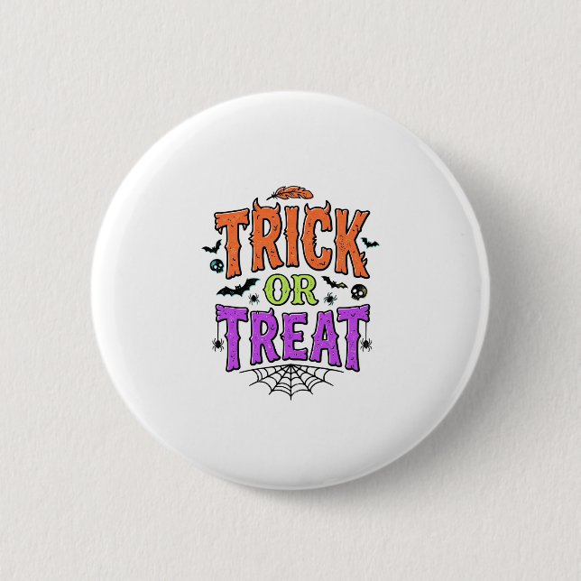 Halloween Streich Behandlung Lustiges Spinnennetz  Button (Vorderseite)