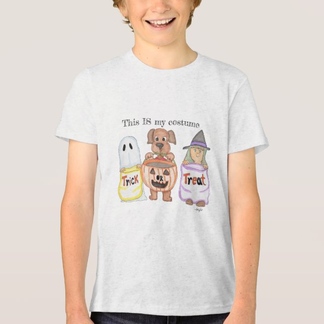 Halloween-Streich-oder-Belohnungs-Kostüm Tri-Blend Shirt (Vorderseite)