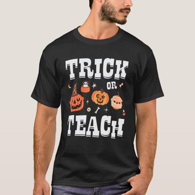 Halloween Streich oder Lehre Gespenst Saison Schul T-Shirt (Vorderseite)