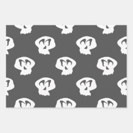 Halloween-Streifen, Herringbones und Schädel Geschenkpapier Set