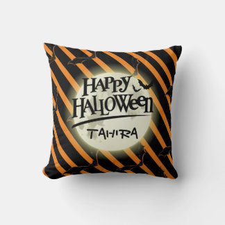 Halloween Streifen und Fledermäuse Kissen