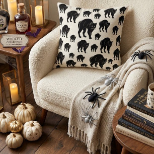 Halloween Streunende schwarze Katzen-Silhouette-Ze Kissen