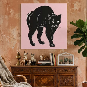 Halloween Streunende schwarze Katzen-Silhouette Ze Leinwanddruck