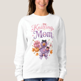 Halloween Strickende Mutter - Einfaches Damen Swea Sweatshirt