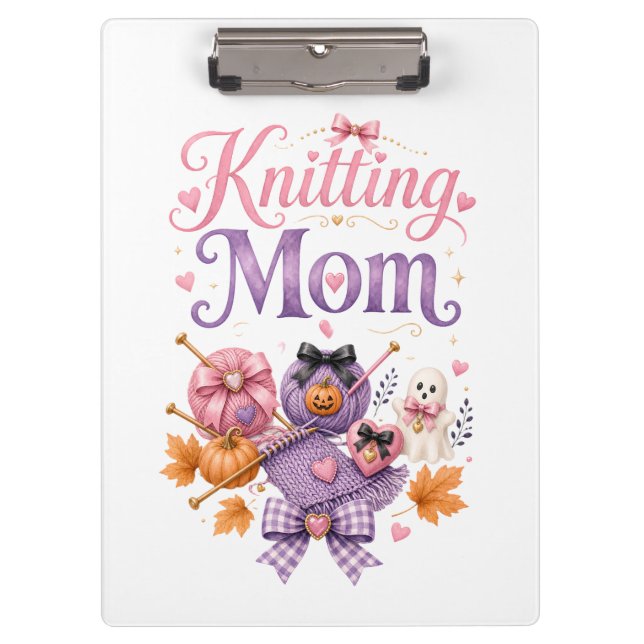 Halloween Strickende Mutter -  Klemmbrett (Vorderseite)