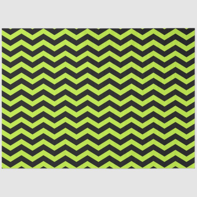 Halloween Style | Peridot Green Black Chevron Seidenpapier (Vorderseite)