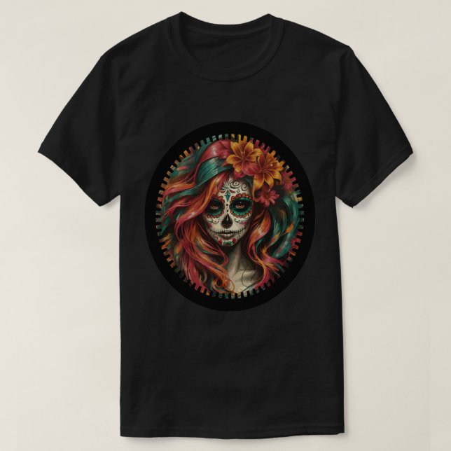 Halloween Sugar Skull Art Print 1 T - Shirt (Design vorne)