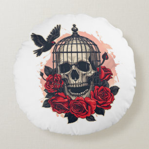 Halloween Sugar Skull Round Pillow Rundes Kissen