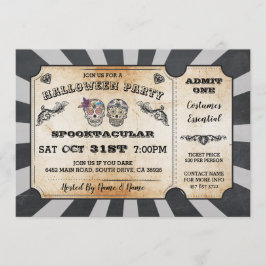 Halloween Sugar Skulls Ticket Party Einladung