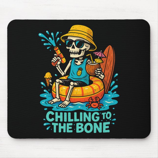 Halloween Summer Chilling an das Knochenskelett Mousepad (Vorne)