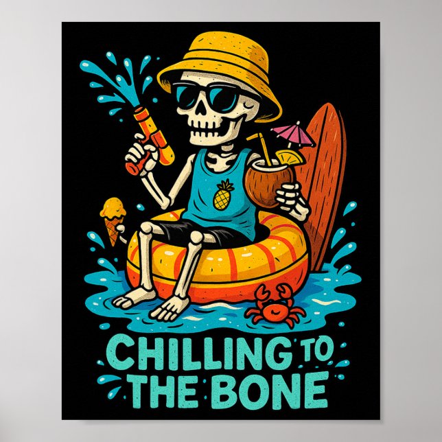 Halloween Summer Chilling an das Knochenskelett Poster (Vorne)