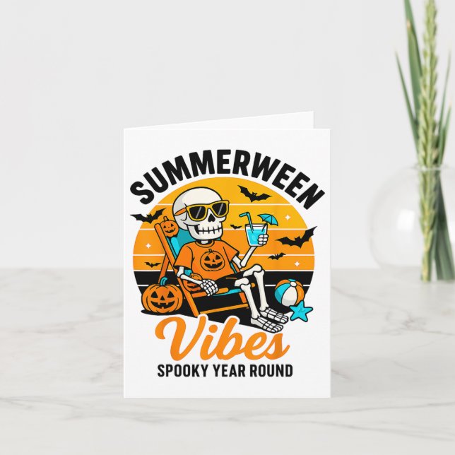 Halloween Summer Webes Spooky Skeleton Float Karte (Vorderseite)