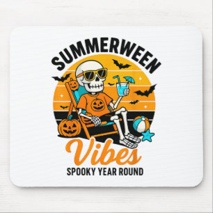 Halloween Summer Webes Spooky Skeleton Float Mousepad