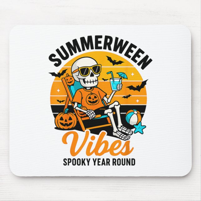 Halloween Summer Webes Spooky Skeleton Float Mousepad (Vorne)