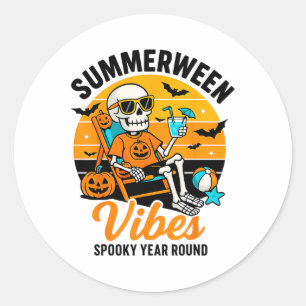 Halloween Summer Webes Spooky Skeleton Float Runder Aufkleber