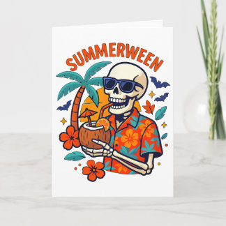 Halloween Summer Ween Skeleton Spooky Vacation Flo Karte