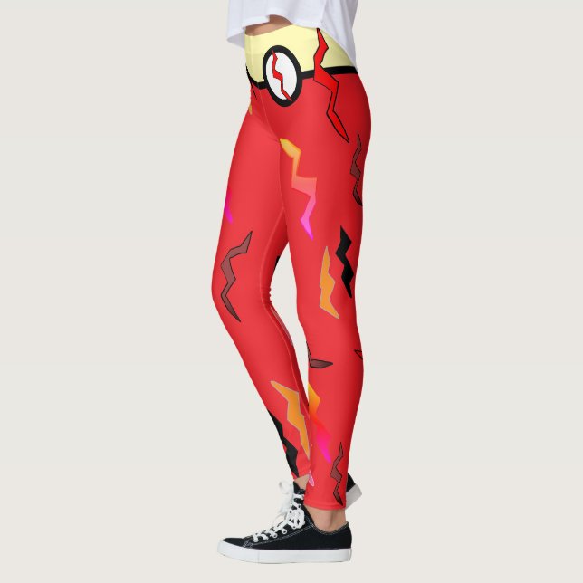 Halloween Superhero Red Cream Leggings (Links)