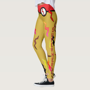 Halloween Superhero Red Gold Blitze Leggings
