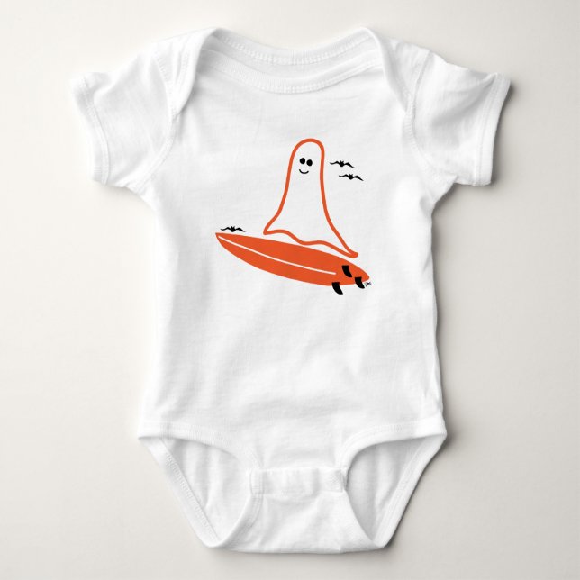 Halloween Surfer Ghost Baby Strampler (Vorderseite)