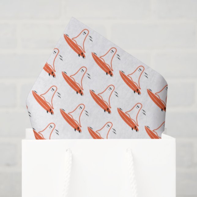 Halloween Surfer Ghost schwarz Seidenpapier (Geschenktüte)