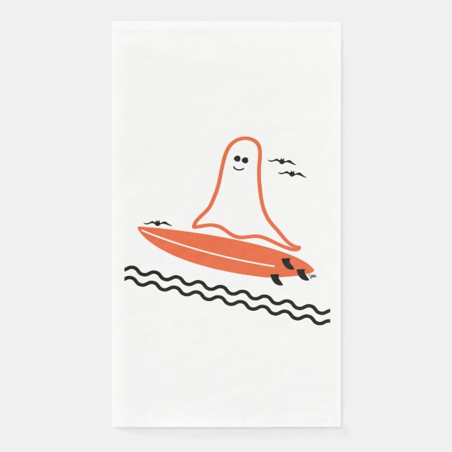 Halloween Surfer Ghost schwarz Serviette (Vorderseite)
