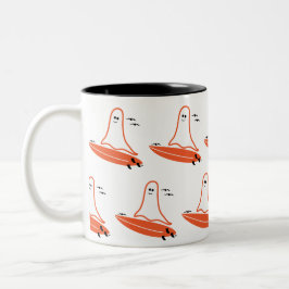 Halloween Surfer Ghost schwarz Zweifarbige Tasse