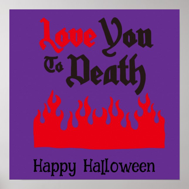 Halloween Süß Lustig Whimsical Rote Flamme  Poster (Vorne)