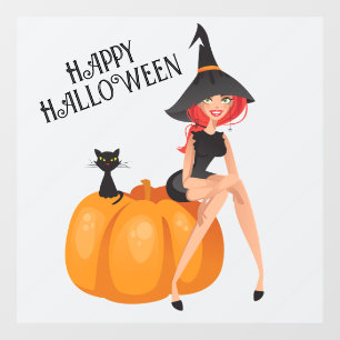 Halloween Süße Gruselige Whimsical Hexe Lila Fensteraufkleber