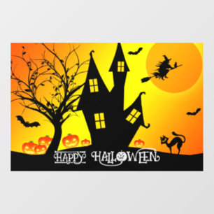 Halloween Süße Gruselige Whimsical Hexe Orange Fensteraufkleber