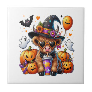 Halloween Süße Highland-Kuh Fliese