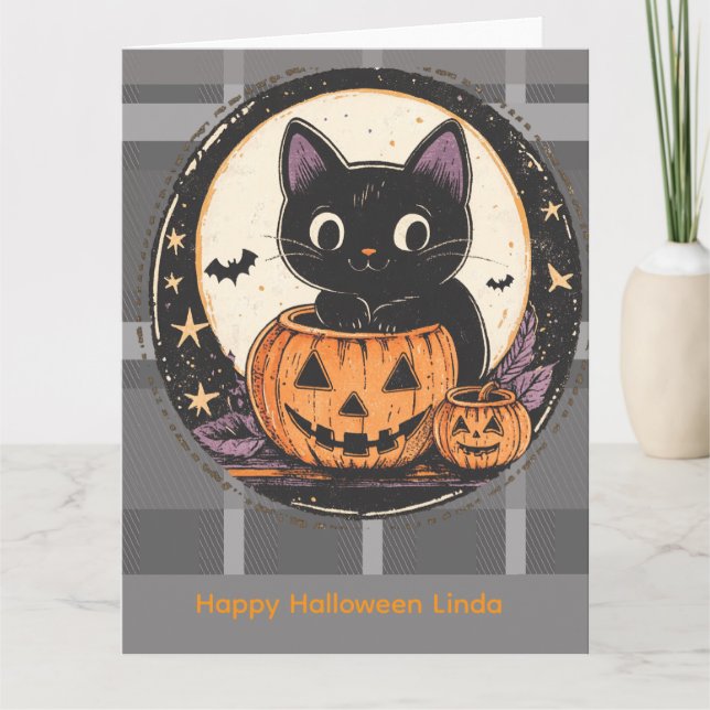 Halloween Süße Katze Herbst Karte (Vorderseite)