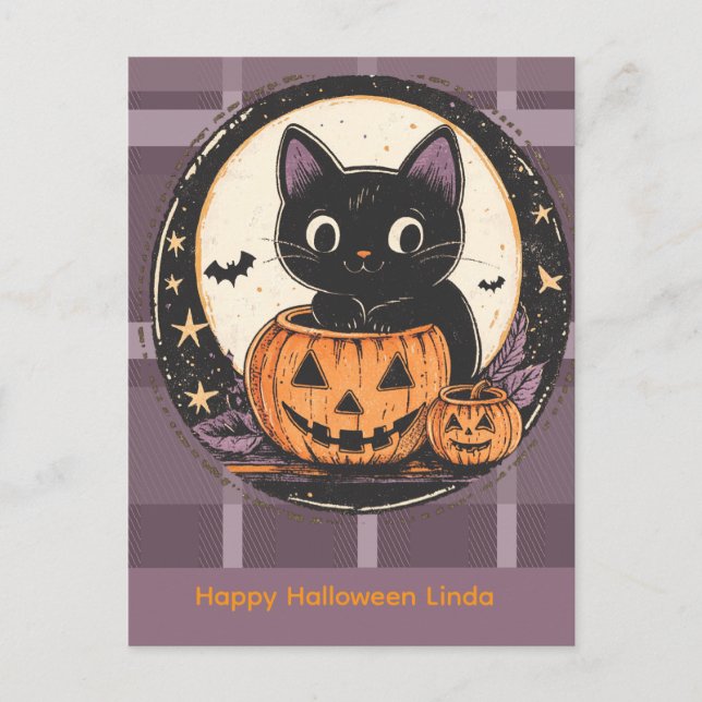Halloween Süße Katze Herbst Karte (Vorderseite)