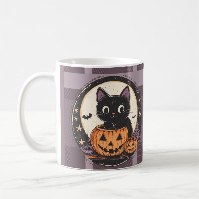 Halloween Süße Katze Herbst Karte Kaffeetasse (Links)