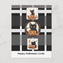 Halloween Süße Katze Herbst Postkarte