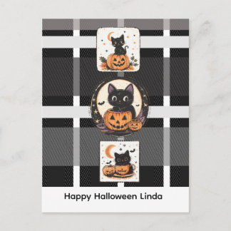 Halloween Süße Katze Herbst Postkarte