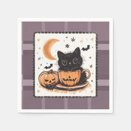 Halloween Süße Katze Kürbis Serviette